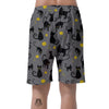 Black Cat Knit Print Men's Shorts-grizzshop