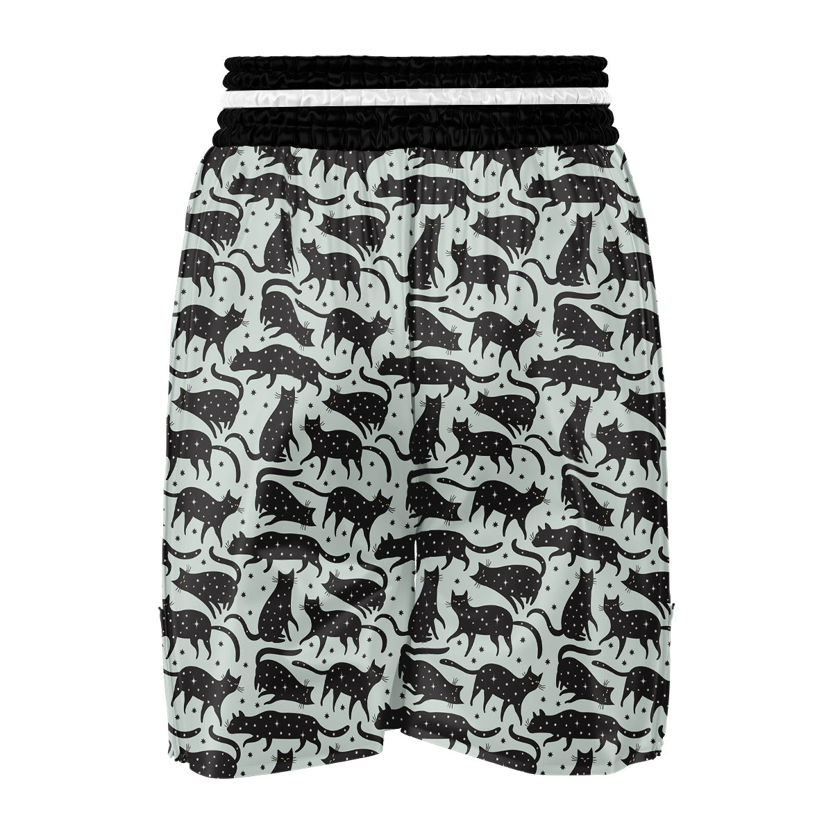 Black Cat Print Pattern Boxing Shorts-grizzshop