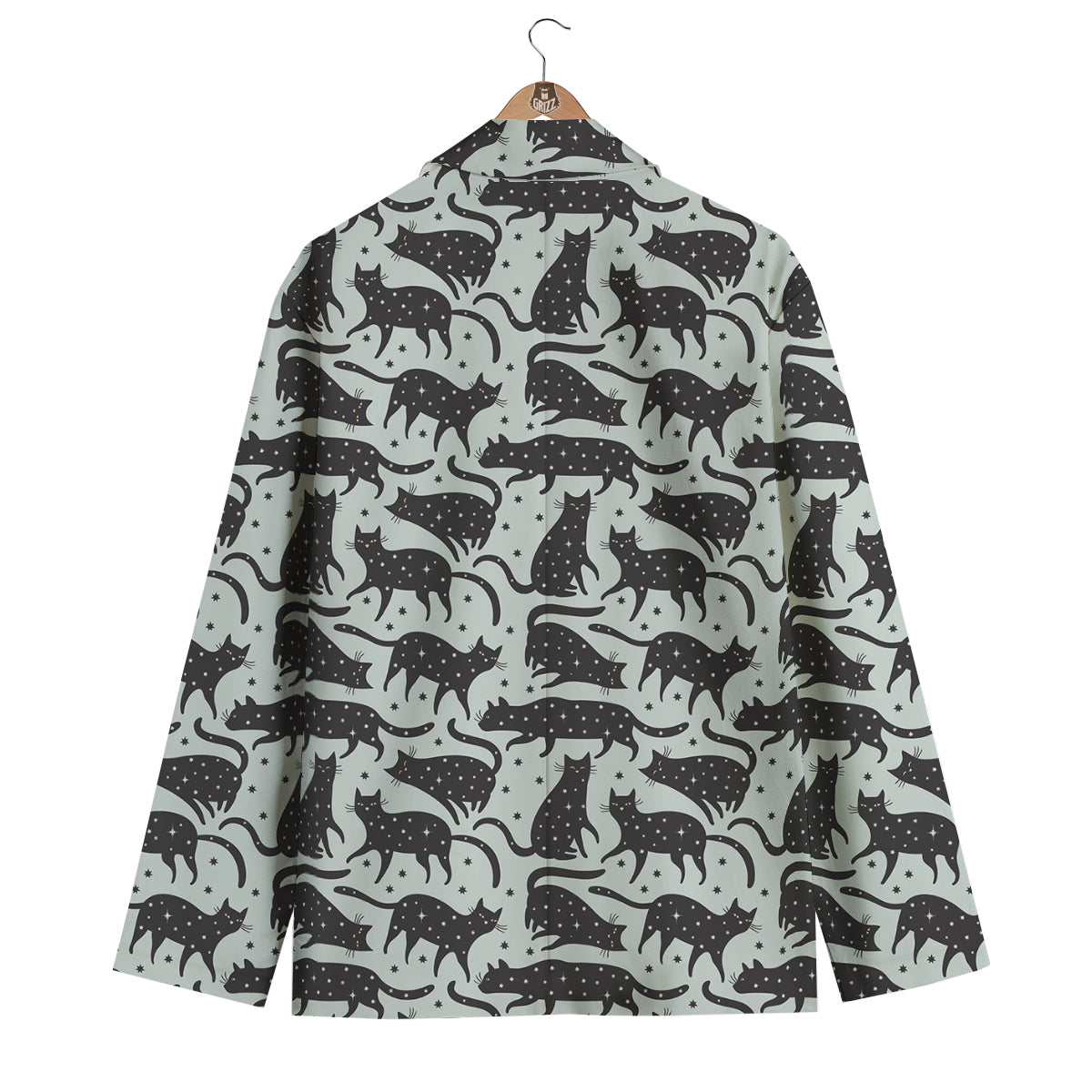 Black Cat Print Pattern Men's Blazer-grizzshop