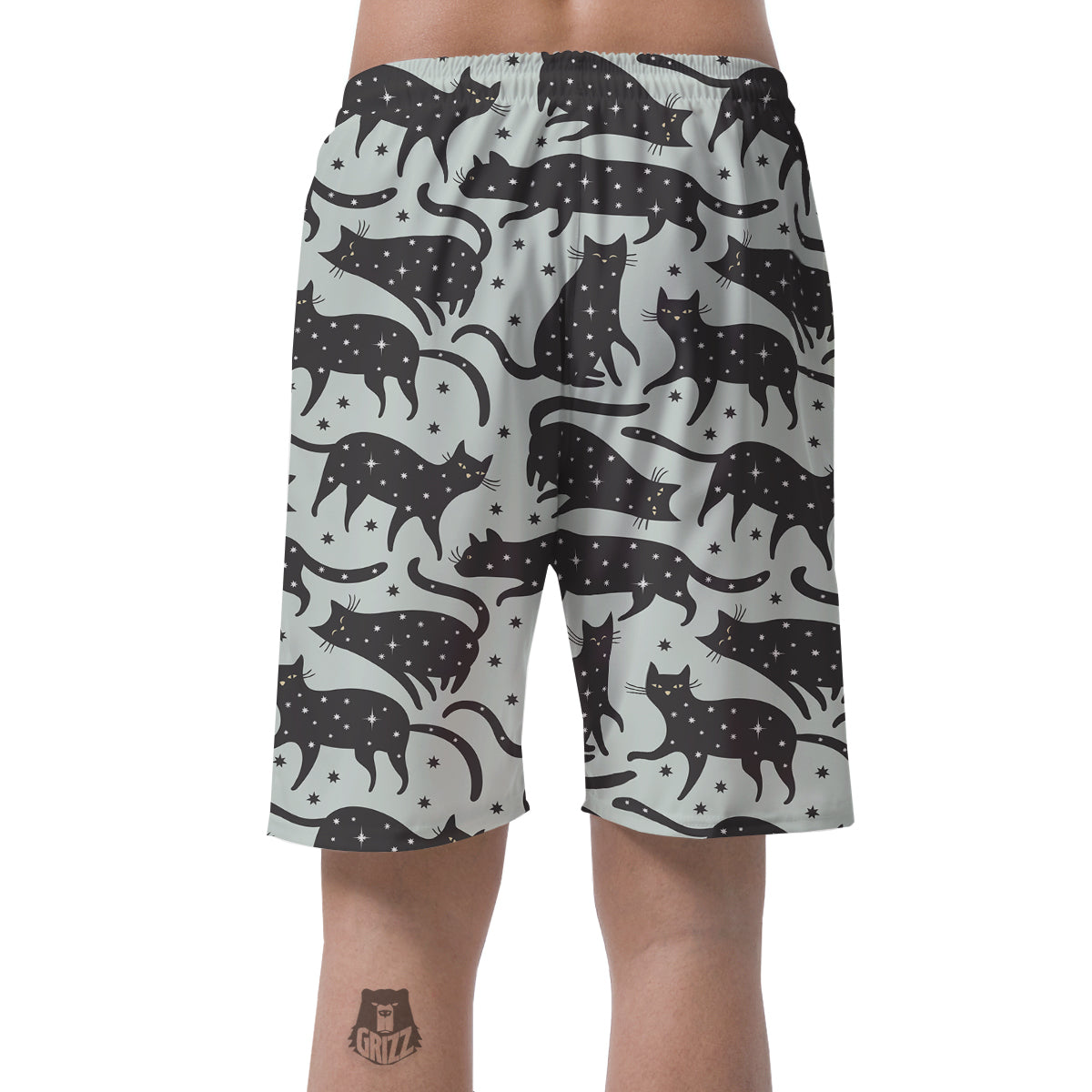 Black Cat Print Pattern Men's Shorts-grizzshop