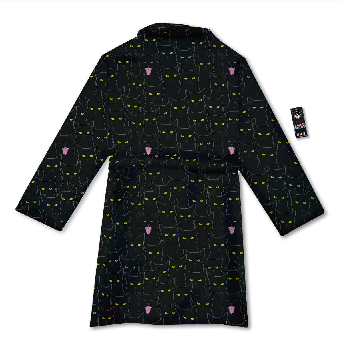 Black Cats Eyes Yellow Print Pattern Bathrobe-grizzshop