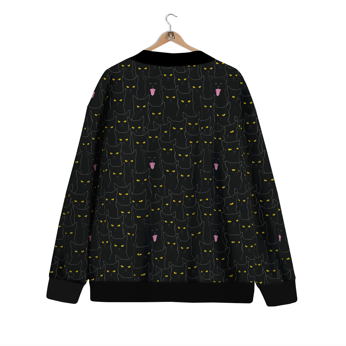 Black Cats Eyes Yellow Print Pattern Cardigan-grizzshop