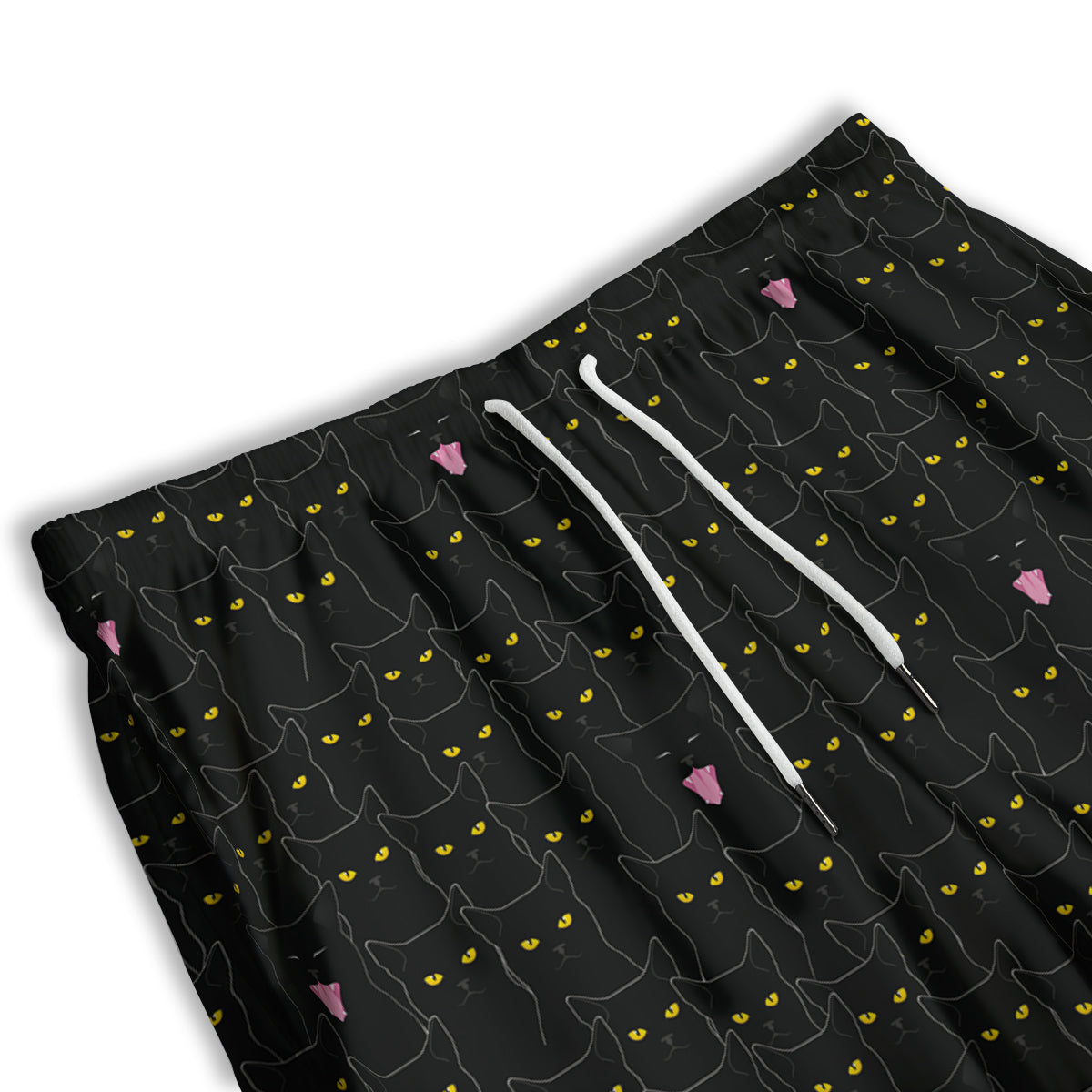 Black Cats Eyes Yellow Print Pattern Men's Athletic Shorts