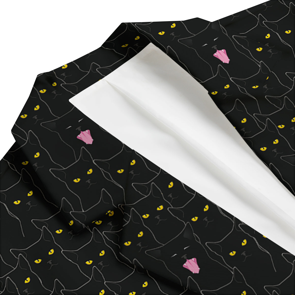 Black Cats Eyes Yellow Print Pattern Men's Blazer-grizzshop