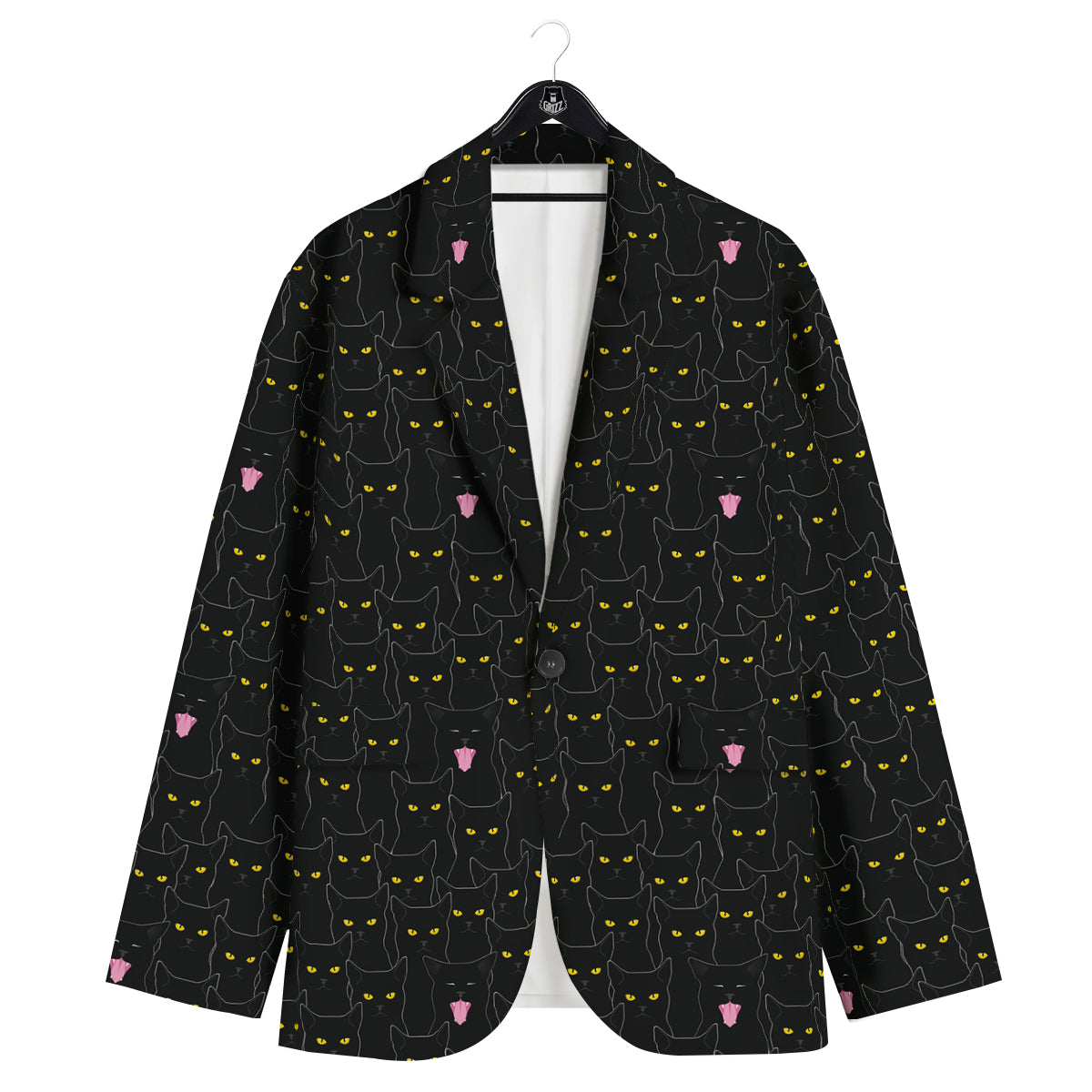 Black Cats Eyes Yellow Print Pattern Men's Sport Coat-grizzshop