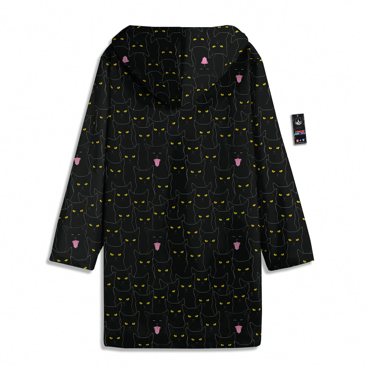 Black Cats Eyes Yellow Print Pattern Men's Windbreaker Jacket-grizzshop