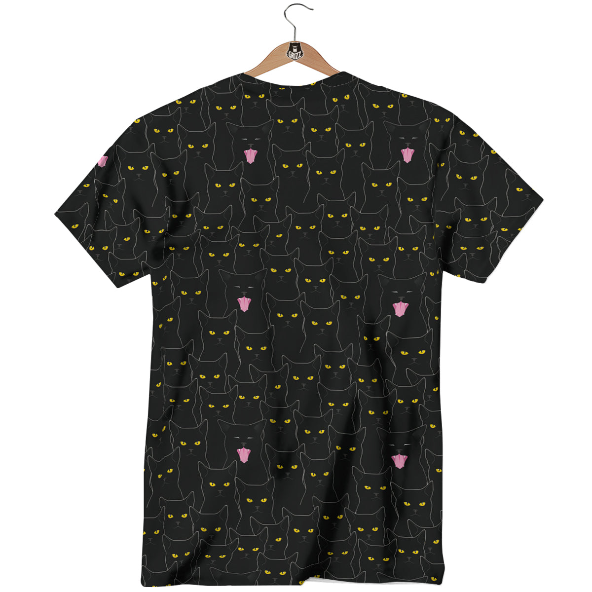 Black Cats Eyes Yellow Print Pattern T-Shirt-grizzshop