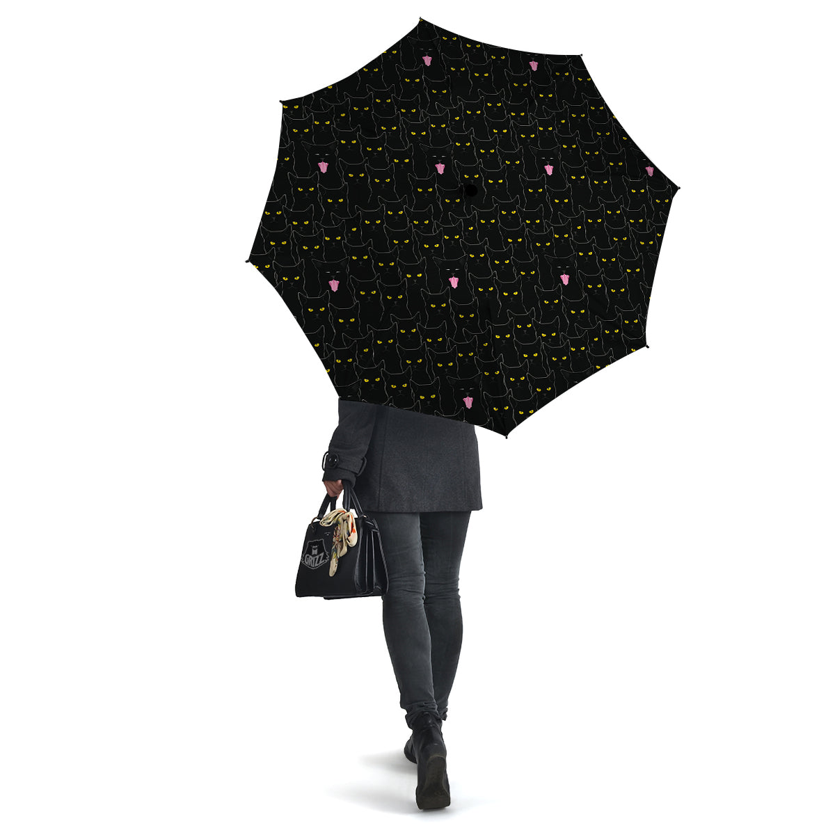 Black Cats Eyes Yellow Print Pattern Umbrella-grizzshop