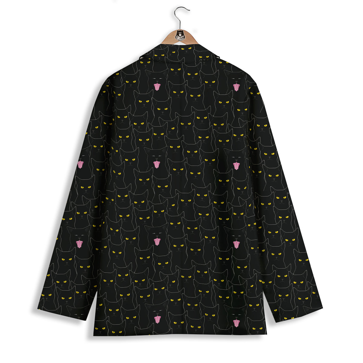 Black Cats Eyes Yellow Print Pattern Women's Blazer-grizzshop
