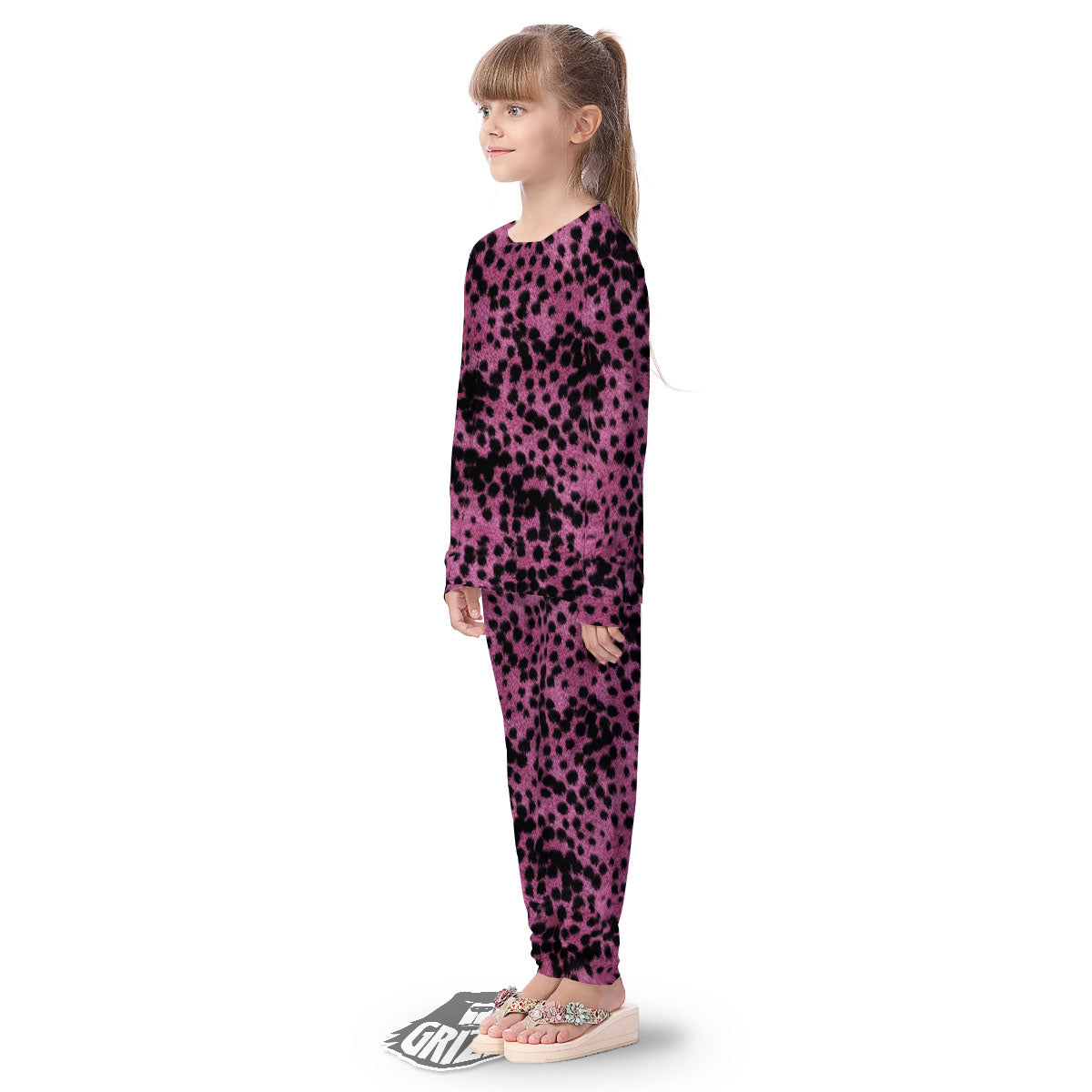 Black Cheetah And Hot Purple Print Kid's Pajamas-grizzshop