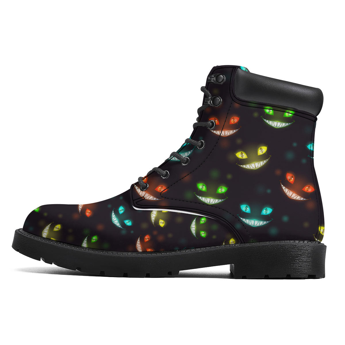 Black Cheshire Cat Print Pattern Boots-grizzshop