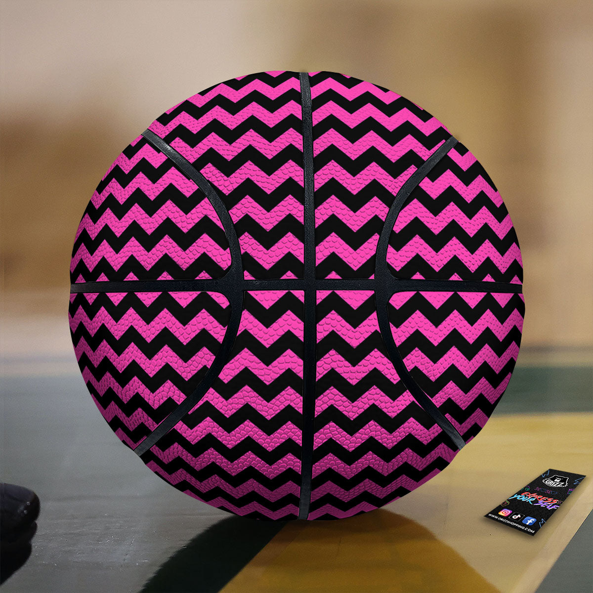 Black Chevron And Hot Pink Print Pattern Basketball-grizzshop