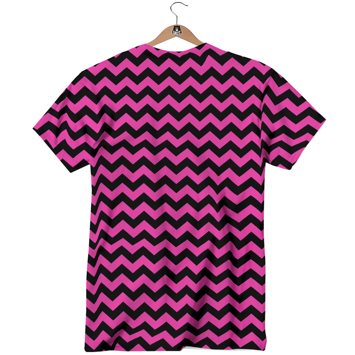 Black Chevron And Hot Pink Print Pattern T-Shirt-grizzshop