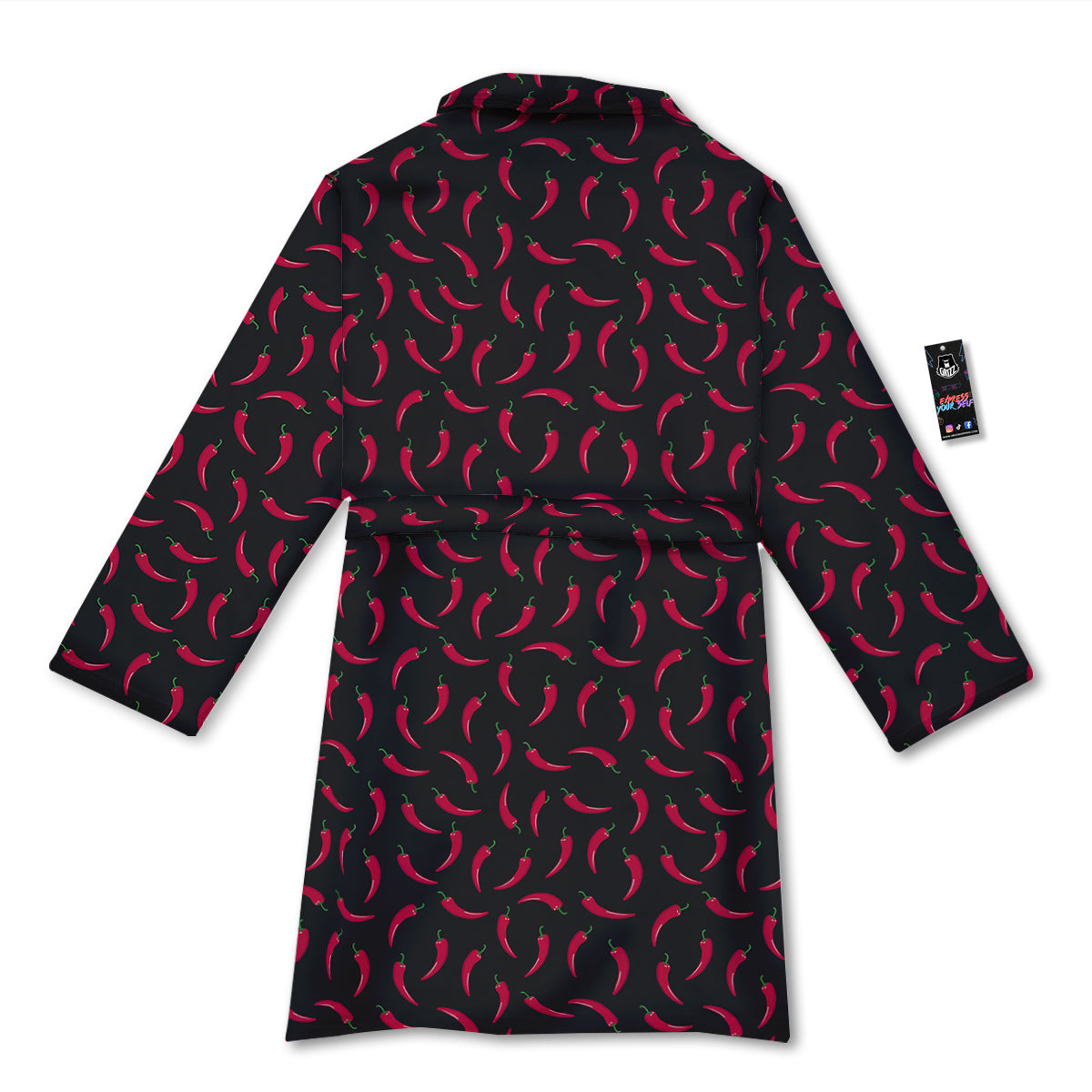 Black Chili Pepper Print Pattern Bathrobe-grizzshop