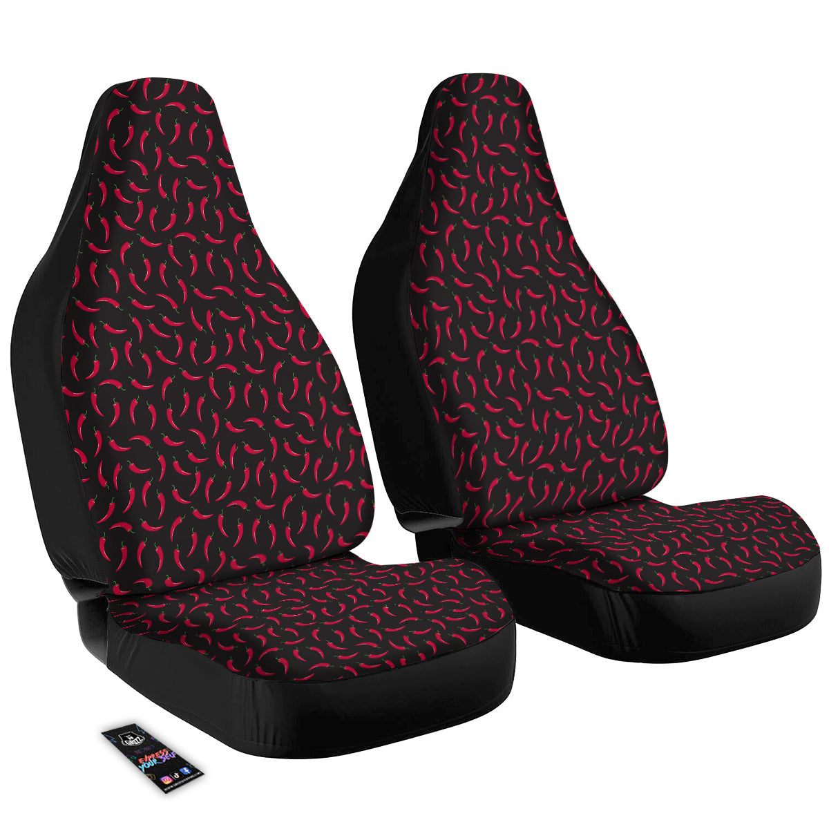 Black Chili Pepper Print Pattern Car Seat Covers-grizzshop