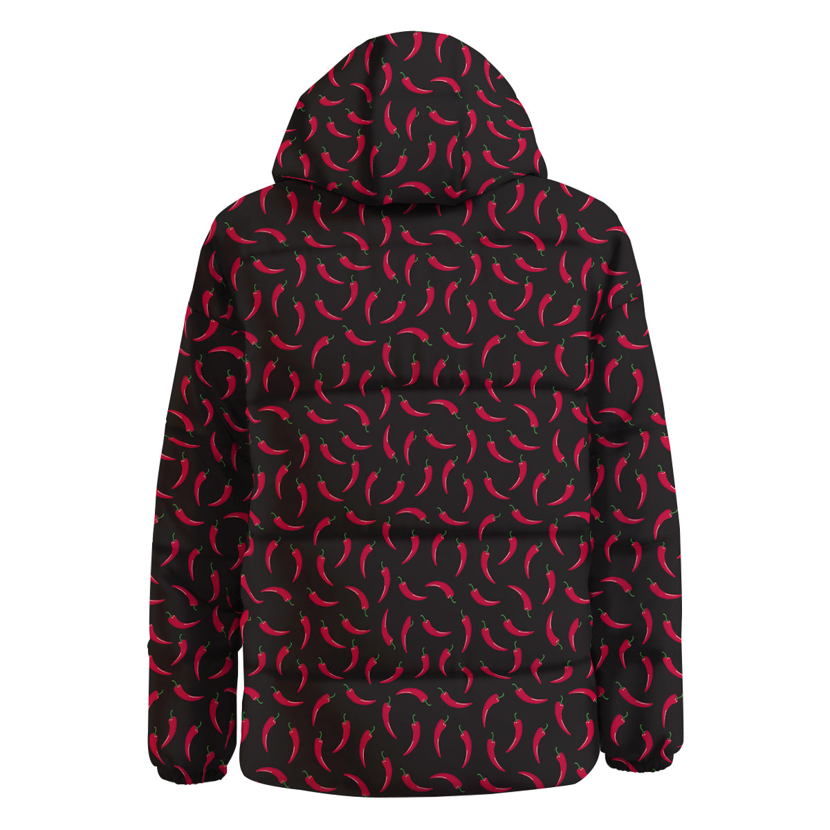 Black Chili Pepper Print Pattern Down Jacket-grizzshop