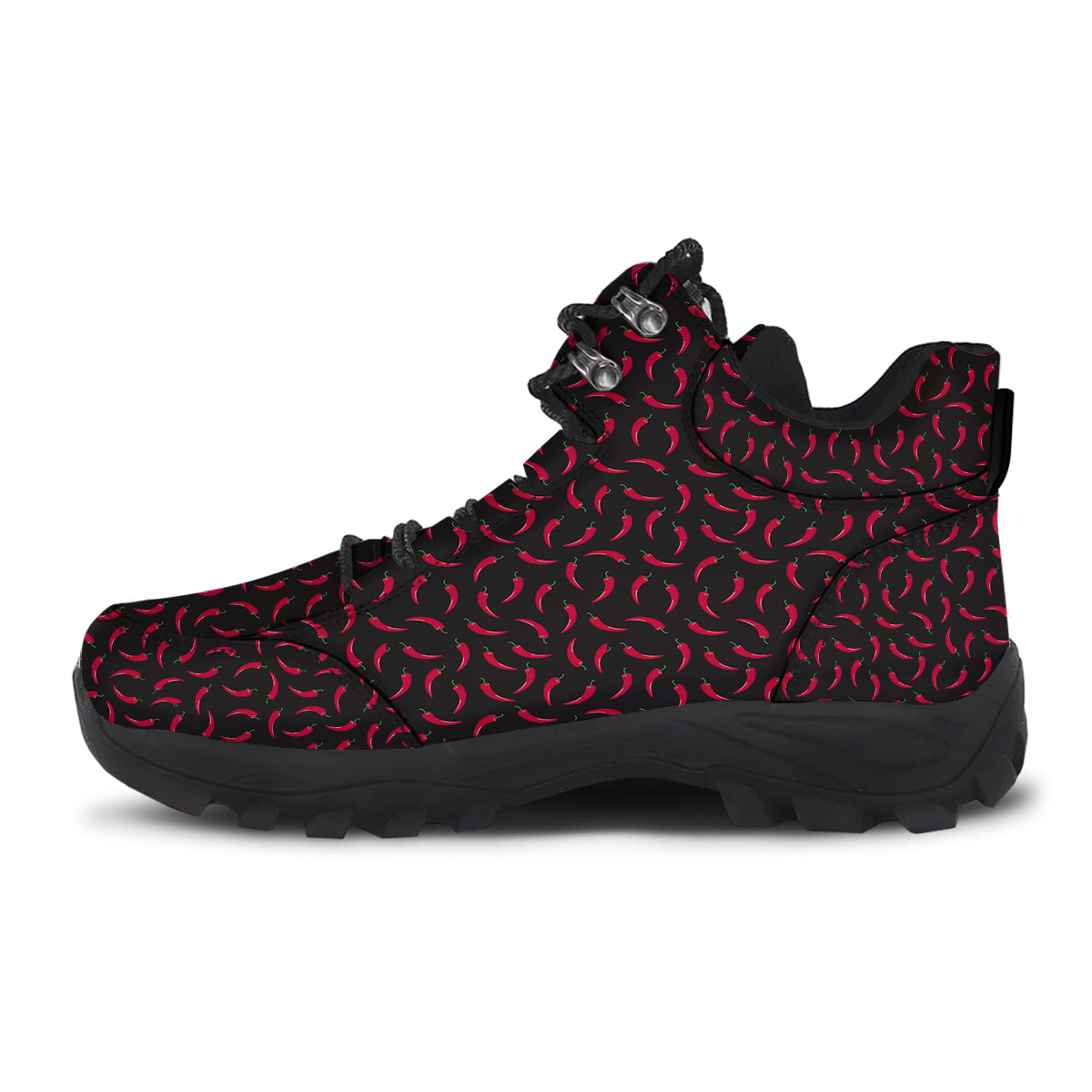 Black Chili Pepper Print Pattern Hiking Shoes-grizzshop