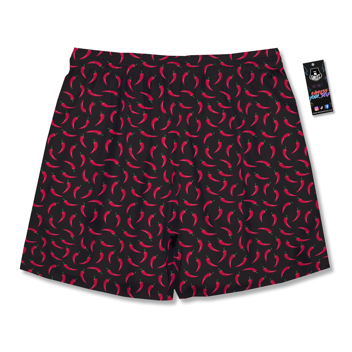 Black Chili Pepper Print Pattern Men's Running Shorts-grizzshop
