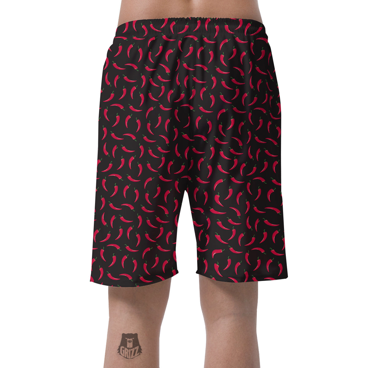 Black Chili Pepper Print Pattern Men's Shorts-grizzshop
