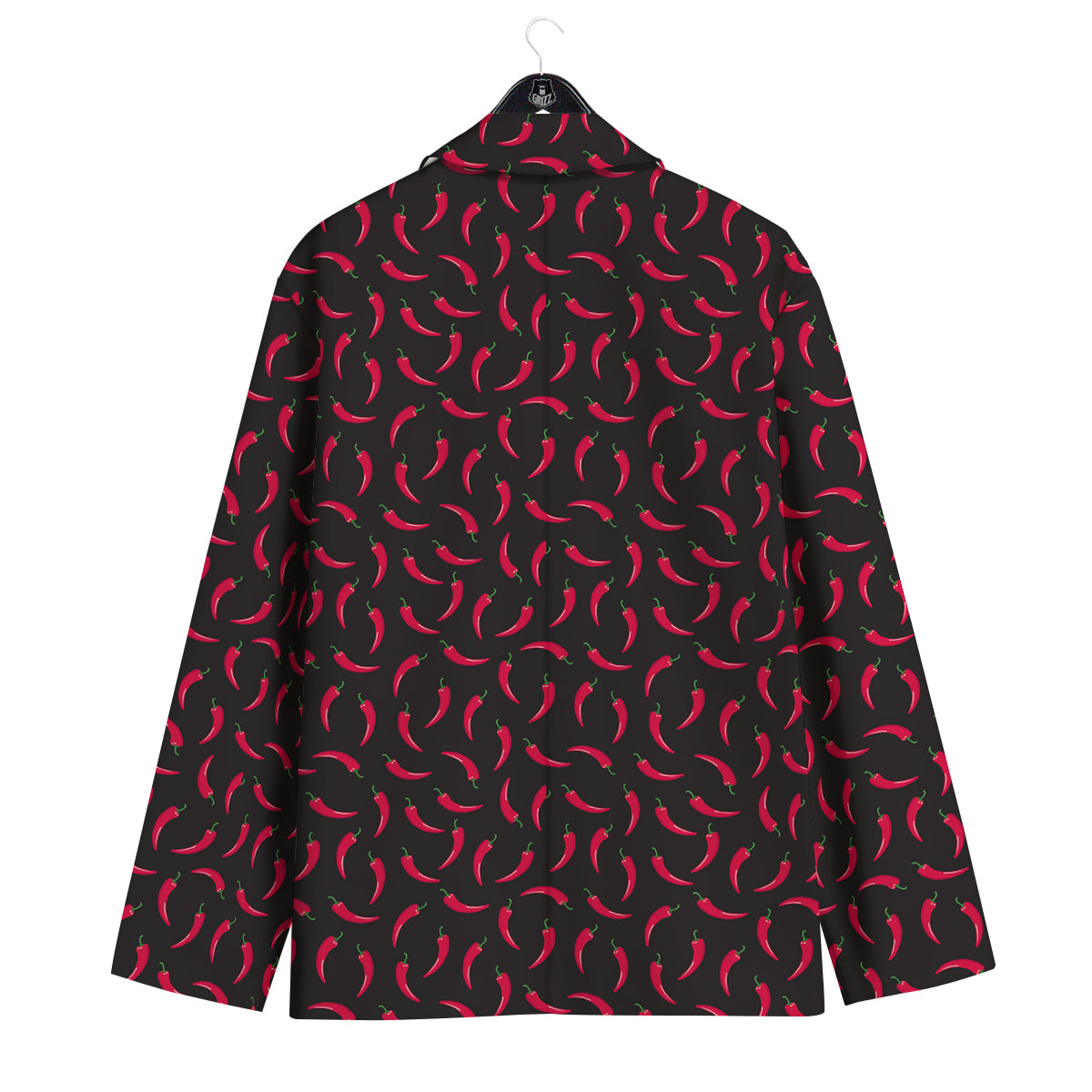 Black Chili Pepper Print Pattern Men's Sport Coat-grizzshop