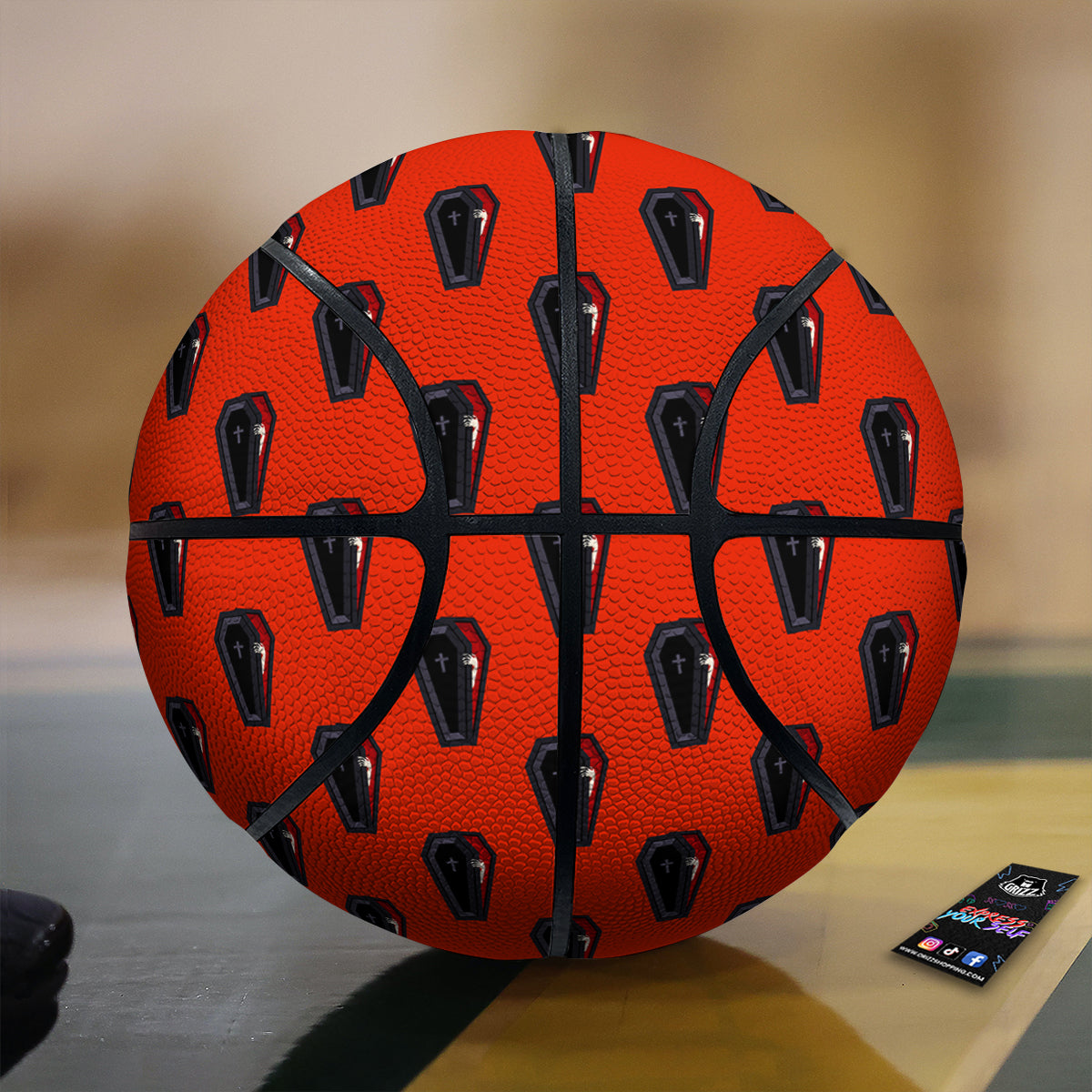 Black Coffin Red Print Pattern Basketball-grizzshop