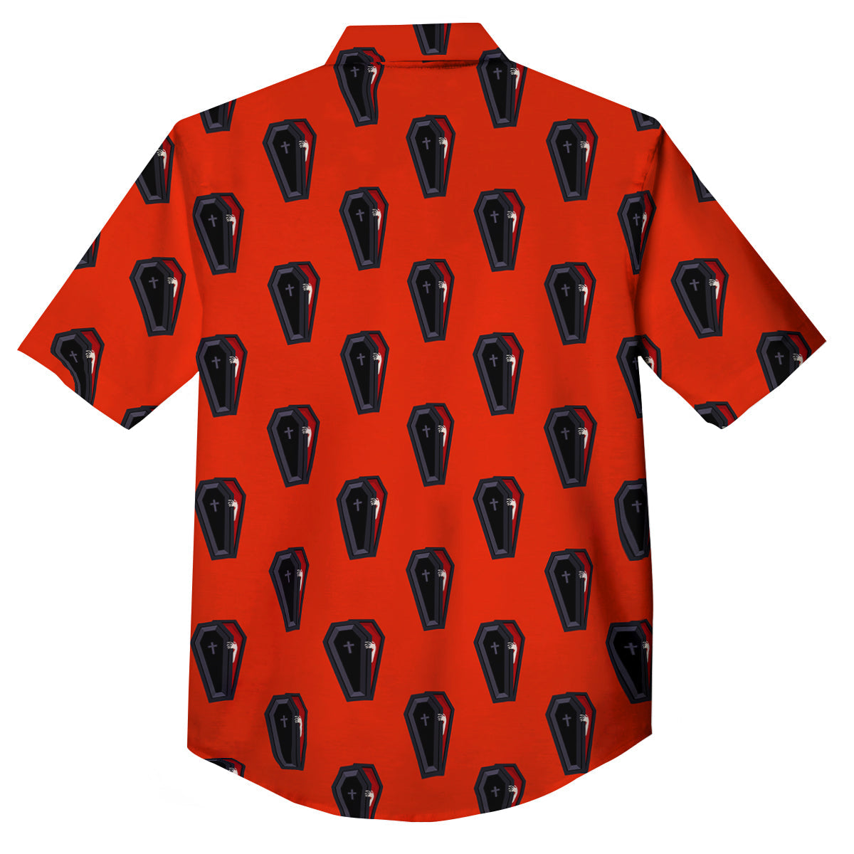 Black Coffin Red Print Pattern Button Up Shirt-grizzshop