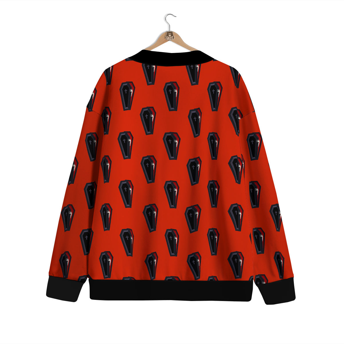 Black Coffin Red Print Pattern Cardigan-grizzshop