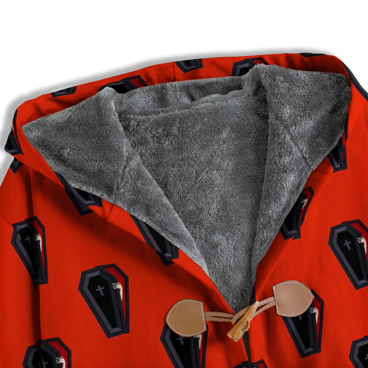 Black Coffin Red Print Pattern Men's Windbreaker Jacket-grizzshop