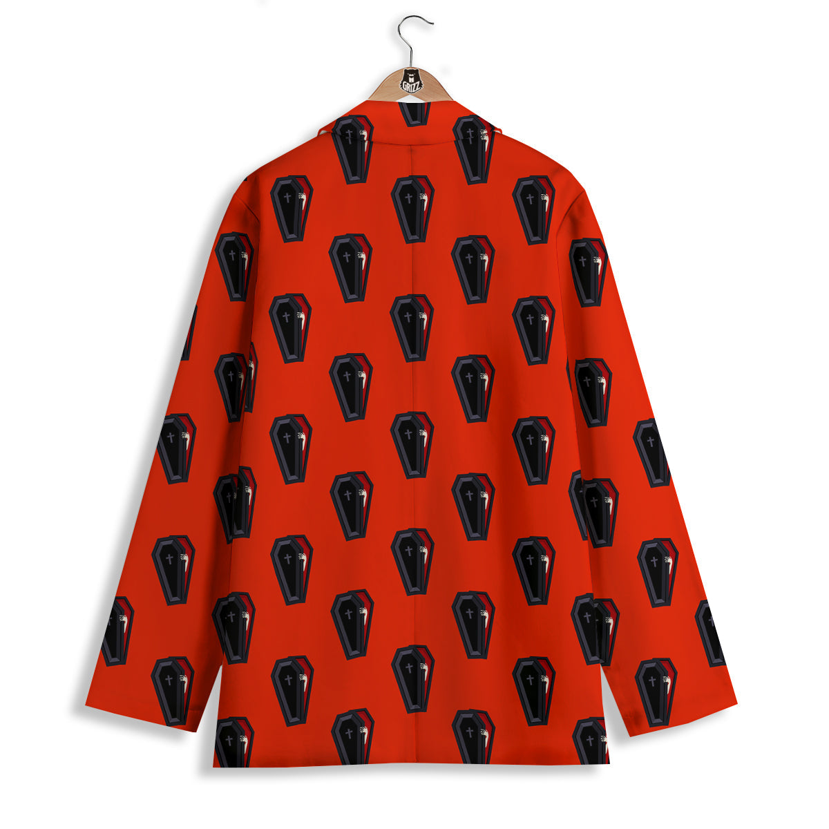 Black Coffin Red Print Pattern Women's Blazer-grizzshop