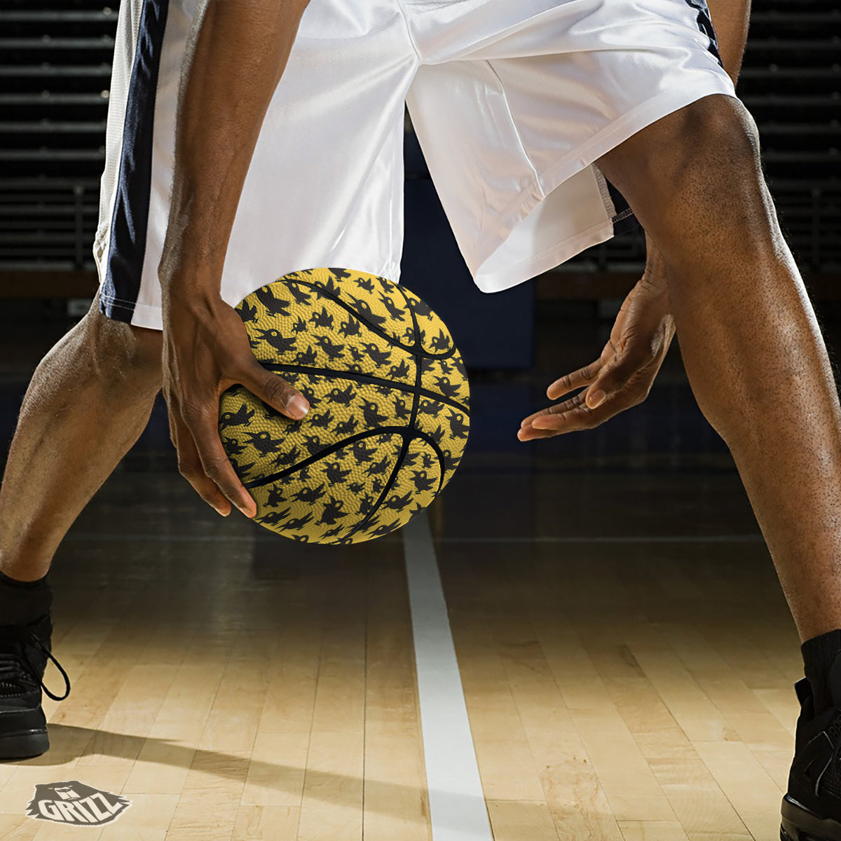 Black Crow Yellow Print Pattern Basketball-grizzshop