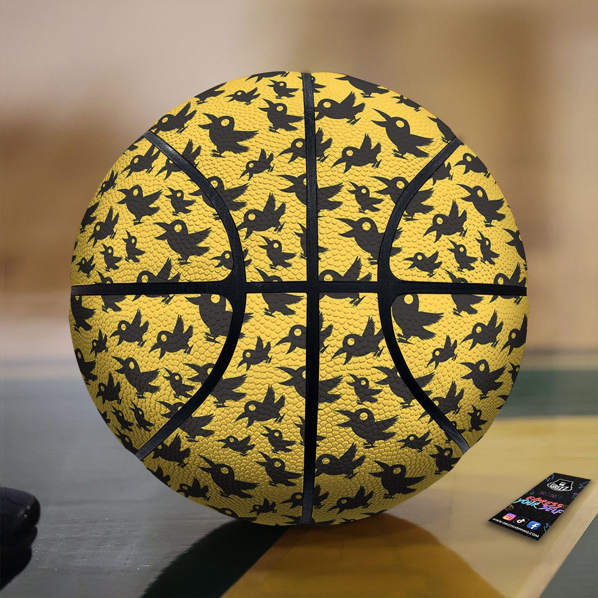Black Crow Yellow Print Pattern Basketball-grizzshop