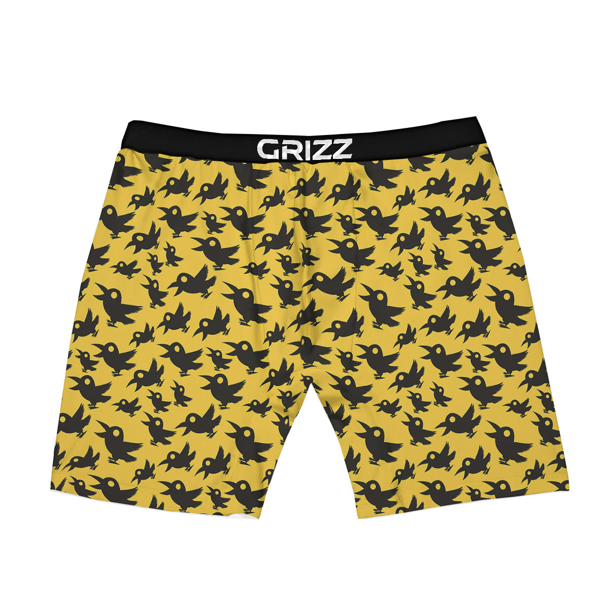 Black Crow Yellow Print Pattern Boxer Briefs-grizzshop
