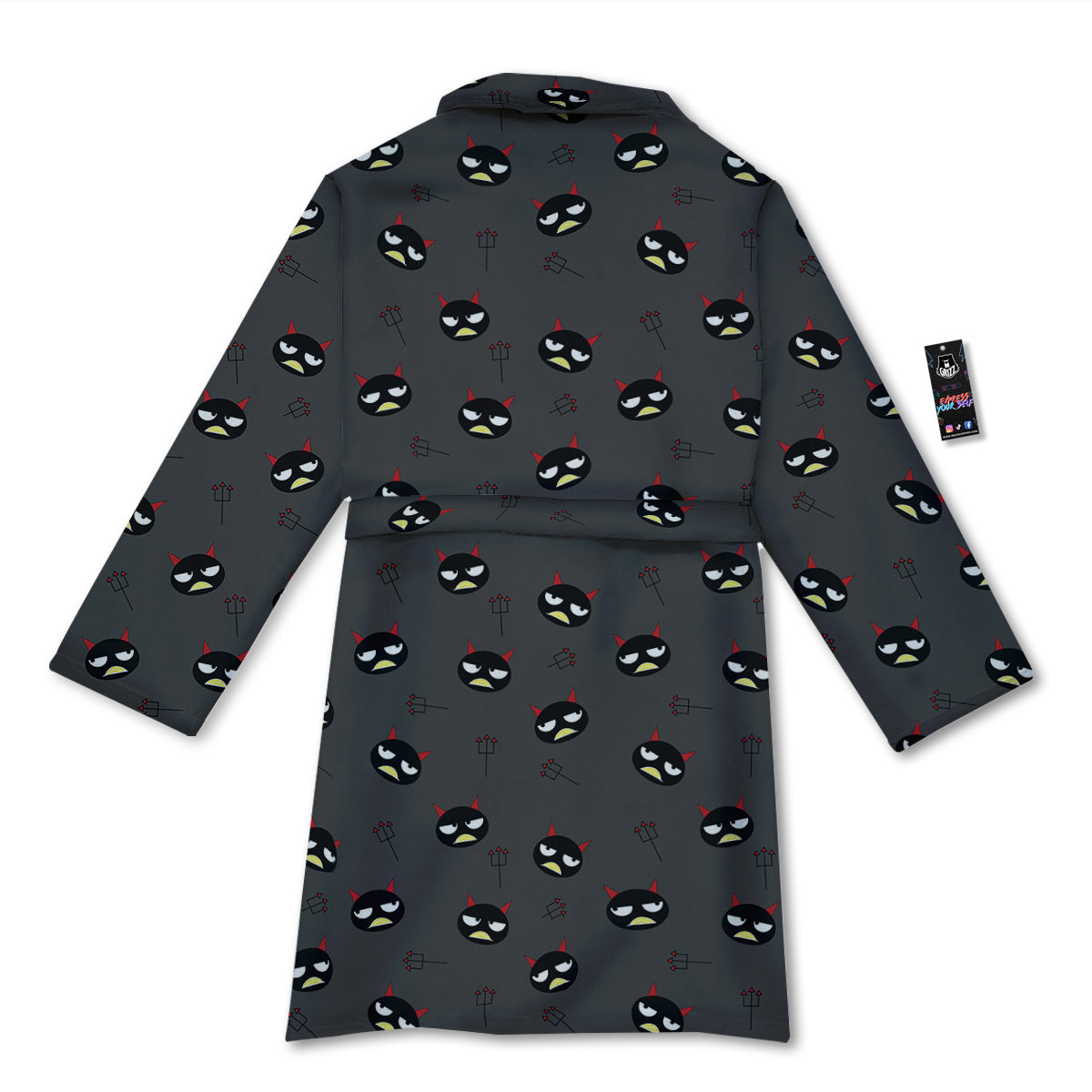 Black Demon Cartoon Print Pattern Bathrobe-grizzshop