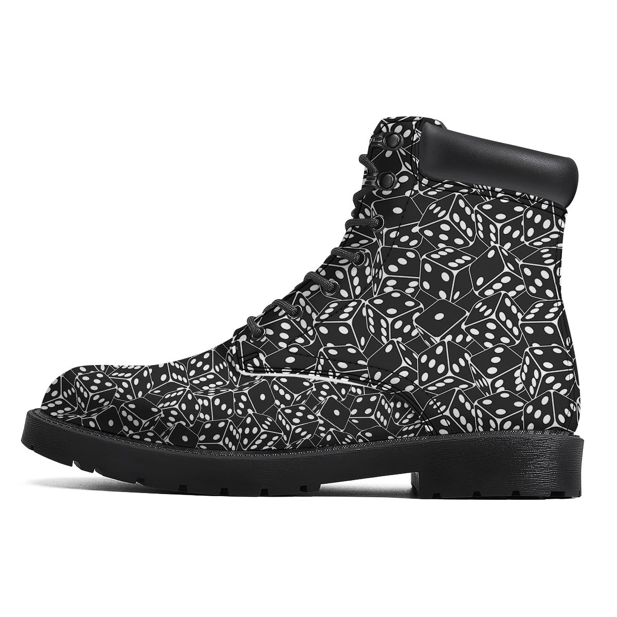Black Dice Casino Print Pattern Boots-grizzshop