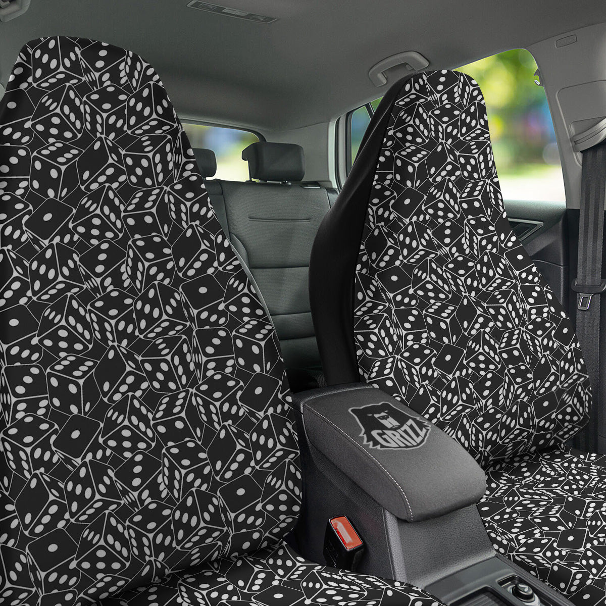 Black Dice Casino Print Pattern Car Seat Covers-grizzshop