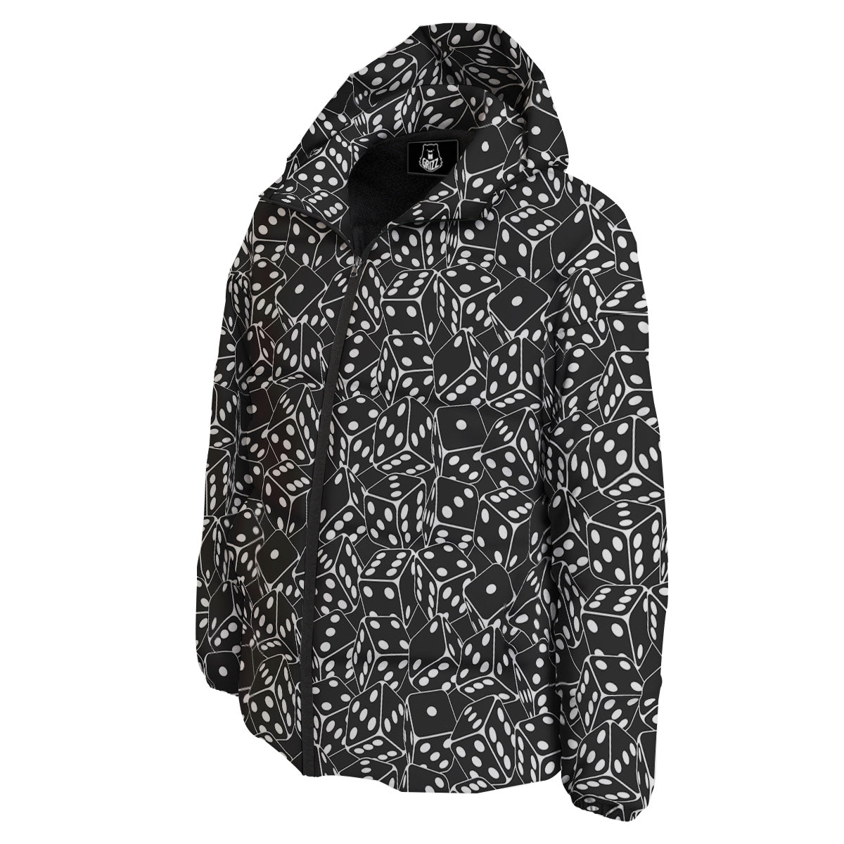 Black Dice Casino Print Pattern Down Jacket-grizzshop