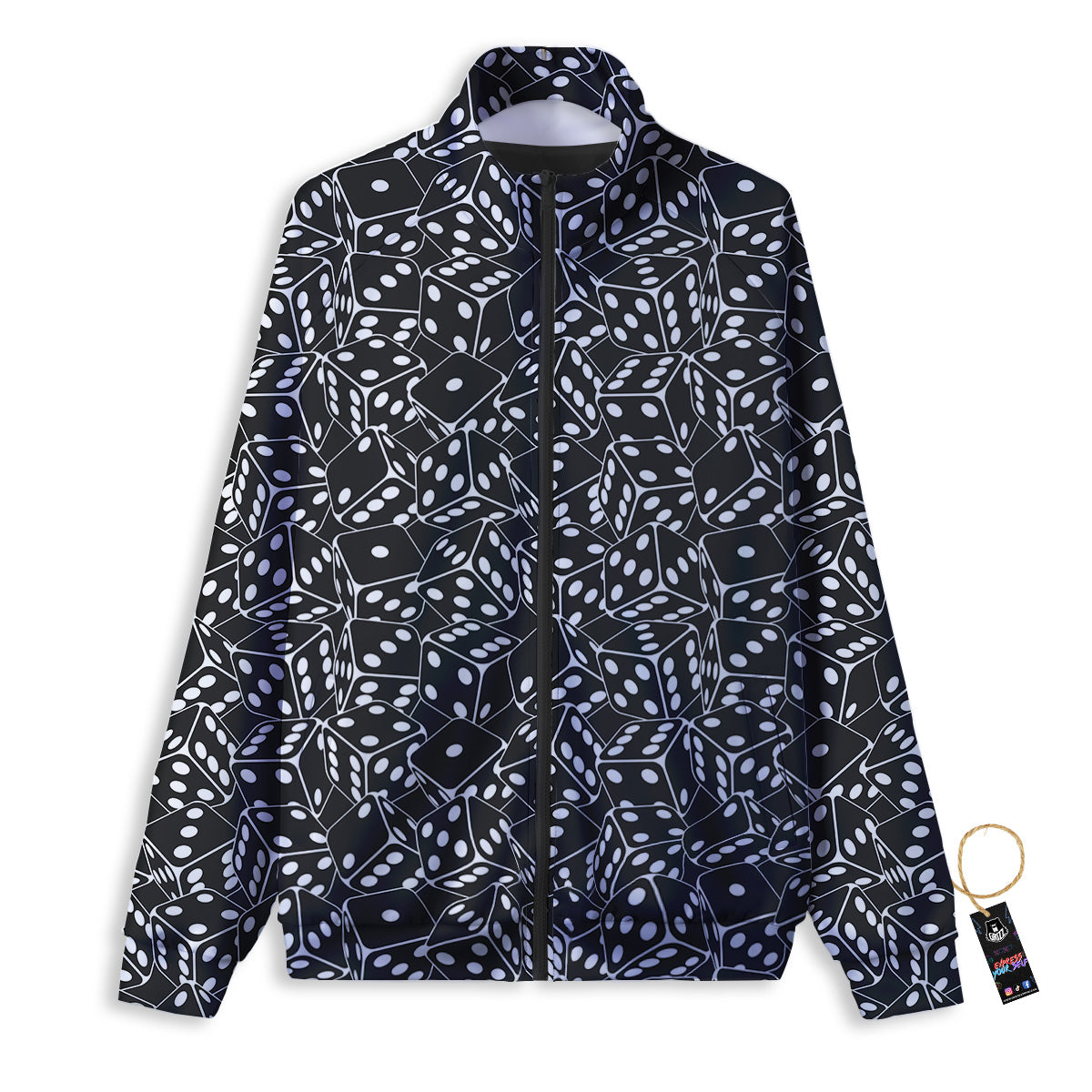 Black Dice Casino Print Pattern Track Jacket-grizzshop