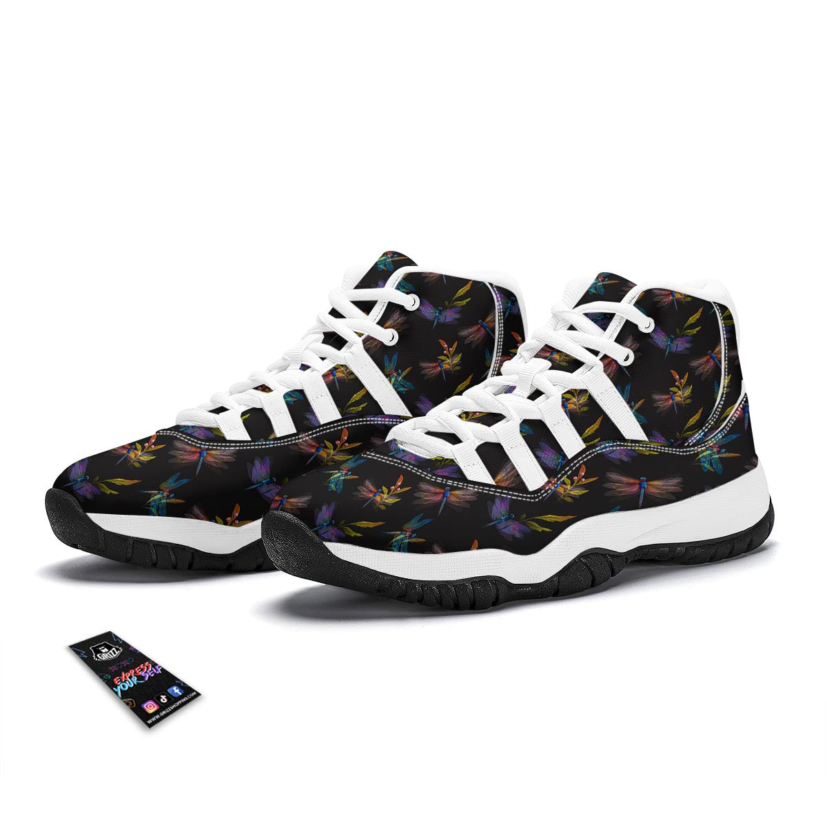 Black Dragonfly White Bball Shoes-grizzshop