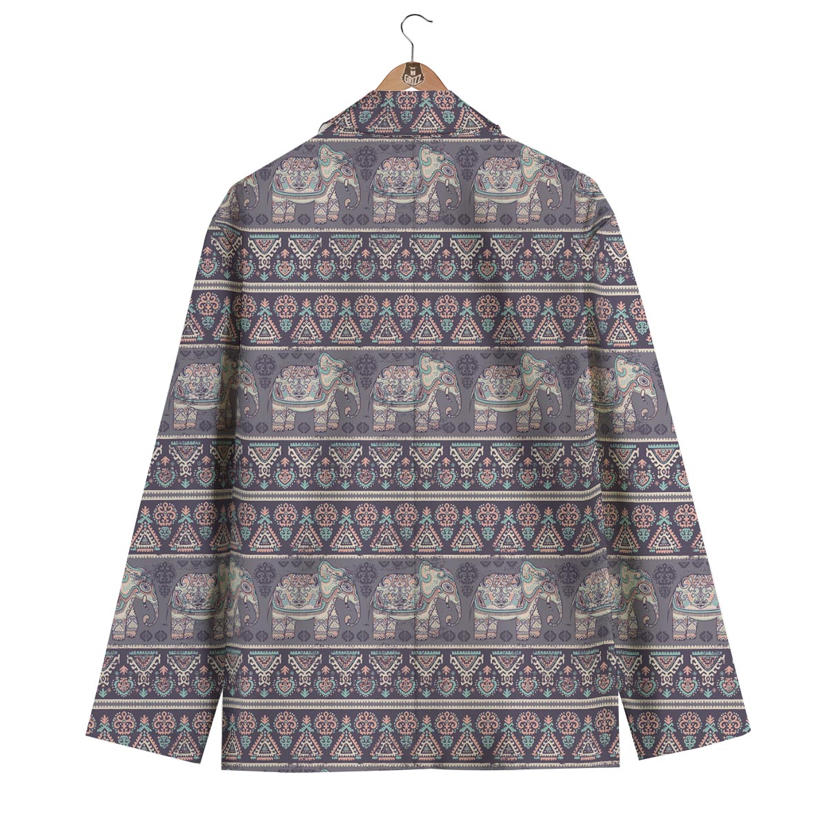 Black Elephant Aztec Pattern Prints Men's Blazer-grizzshop