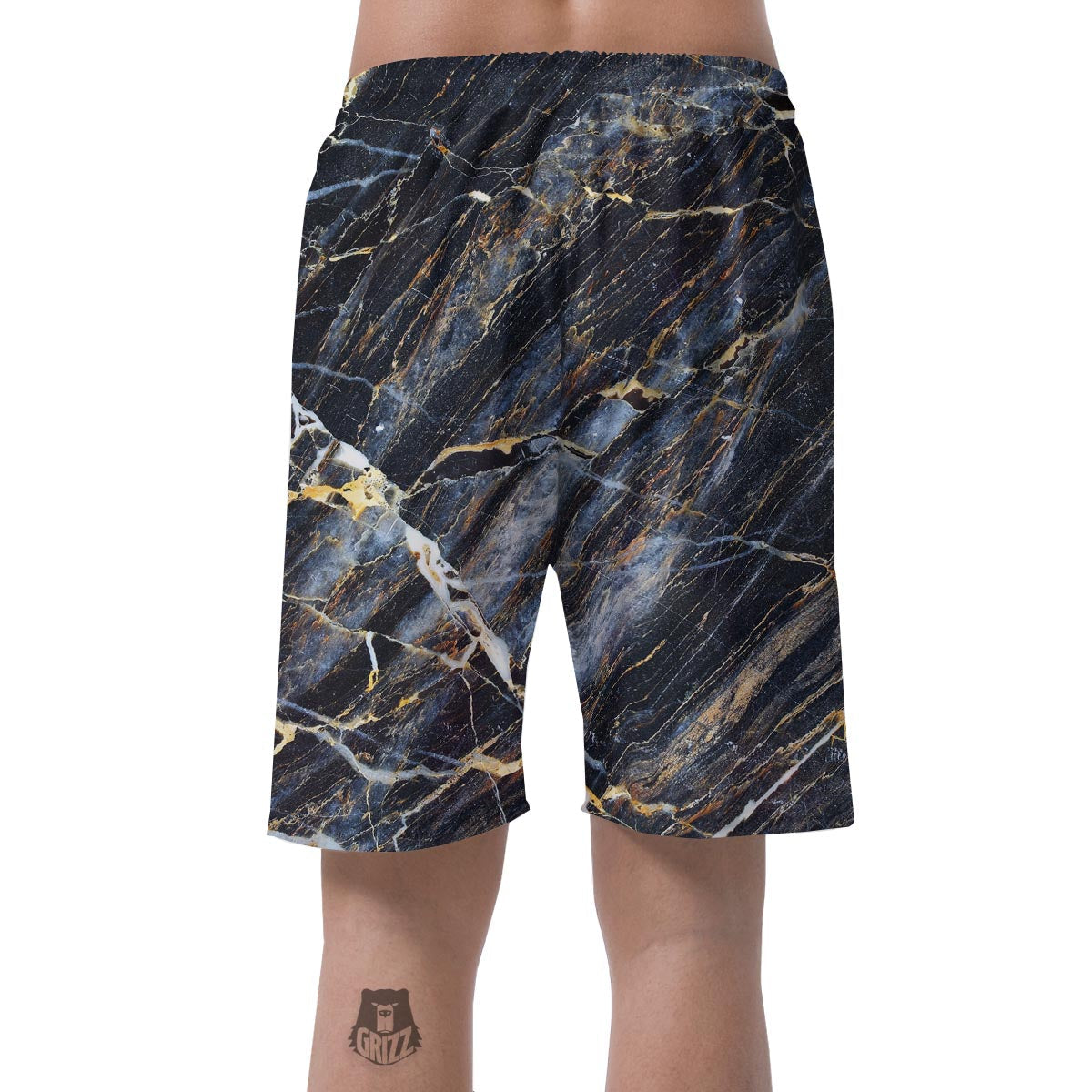 Black Gold Cracked Marble Men's Shorts-grizzshop