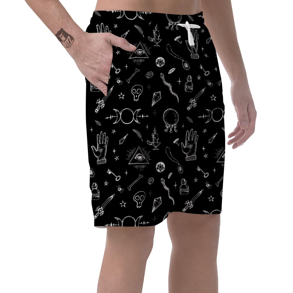 Black Gothic Witch Men's Shorts-grizzshop