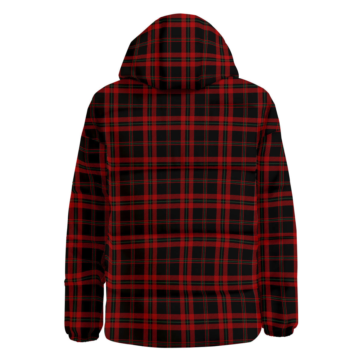 Black Green And Red Tartan Print Pattern Down Jacket-grizzshop