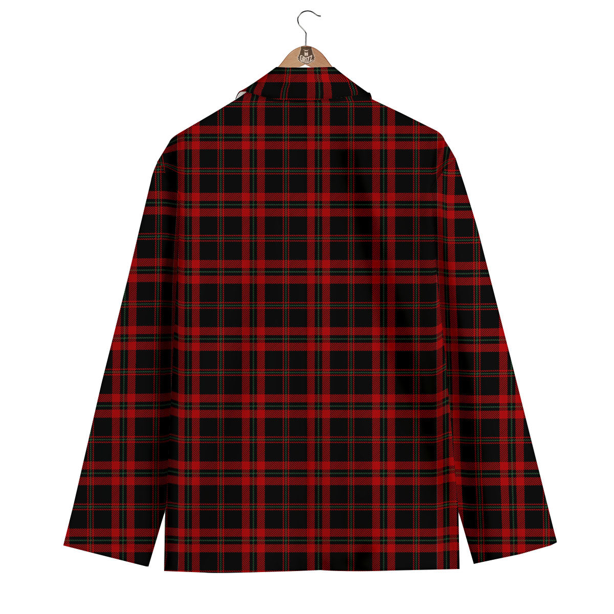 Black Green And Red Tartan Print Pattern Men's Blazer-grizzshop