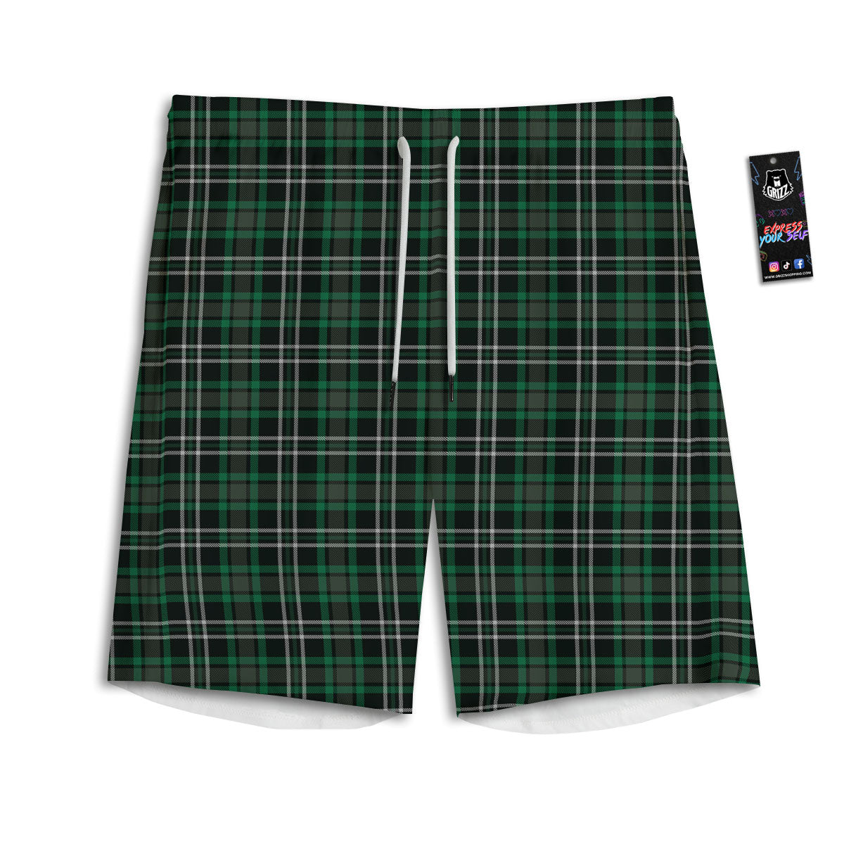 Black Orange And Yellow Tartan Print Pattern Men's Athletic Shorts