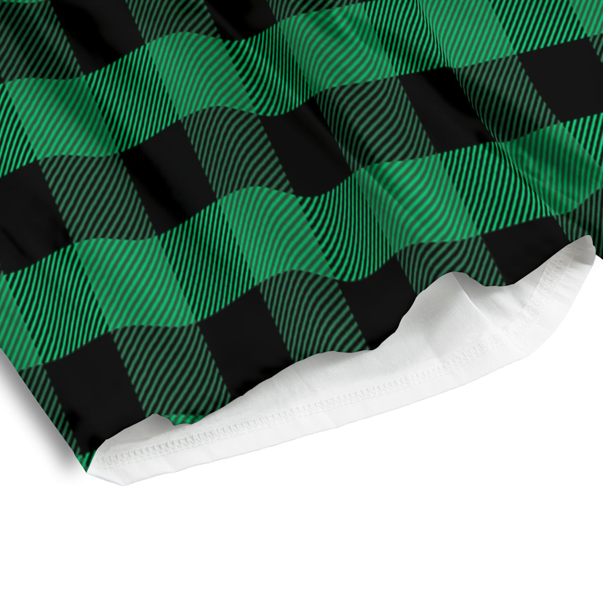Black Green Buffalo Check And UFO Print Pattern Men's Athletic Shorts