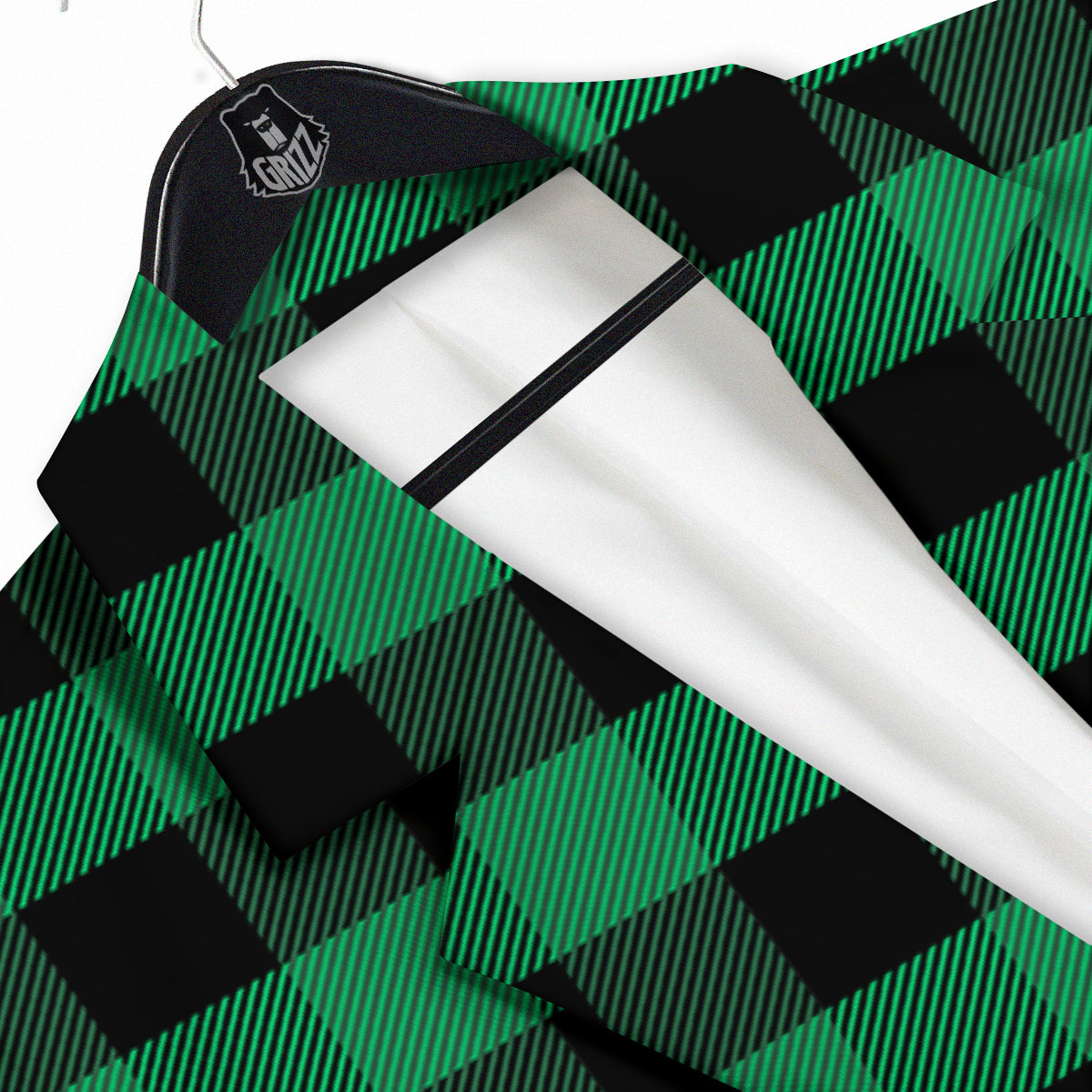 Black Green Buffalo Check And UFO Print Pattern Men's Sport Coat-grizzshop