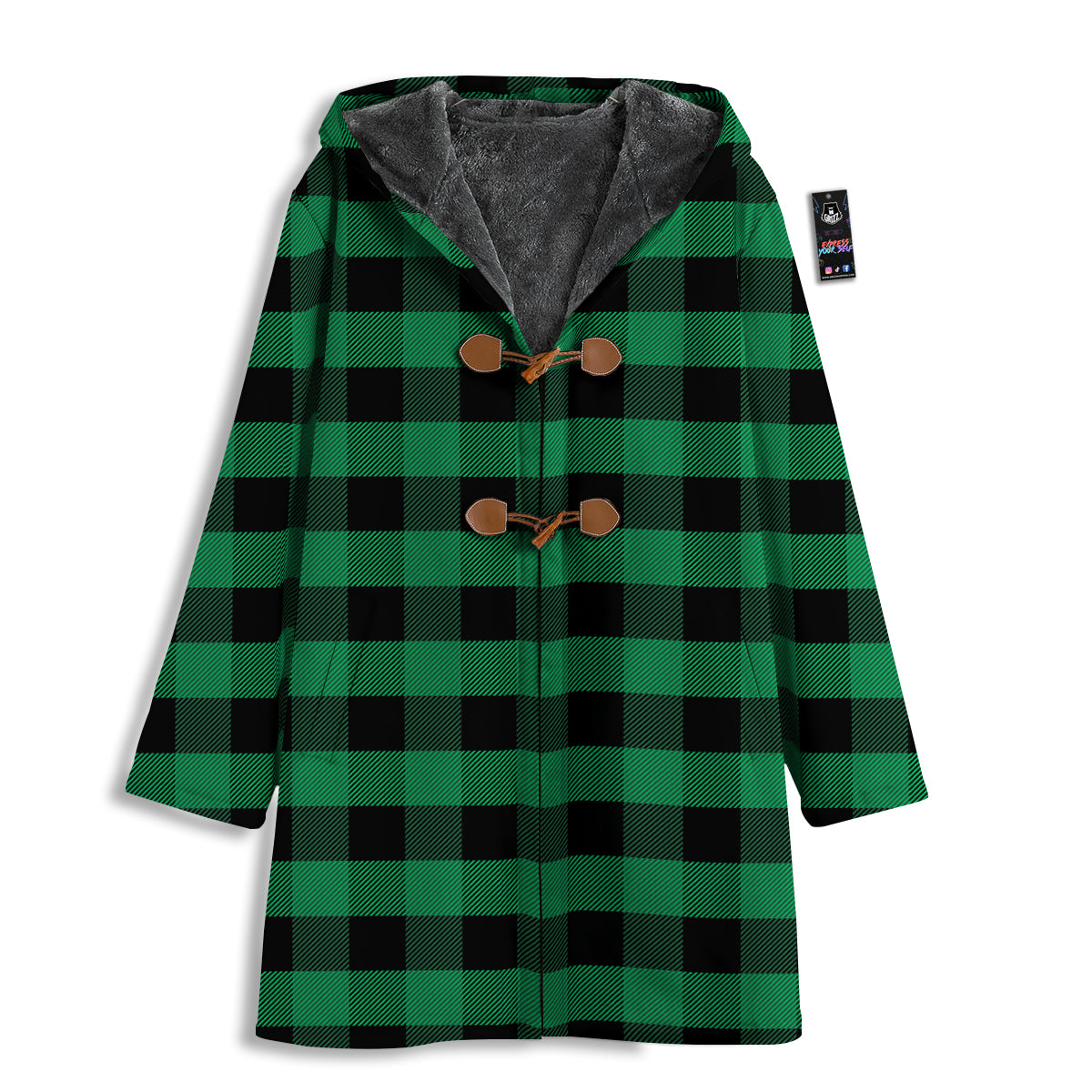 Black Green Buffalo Check And UFO Print Pattern Men's Windbreaker Jacket-grizzshop