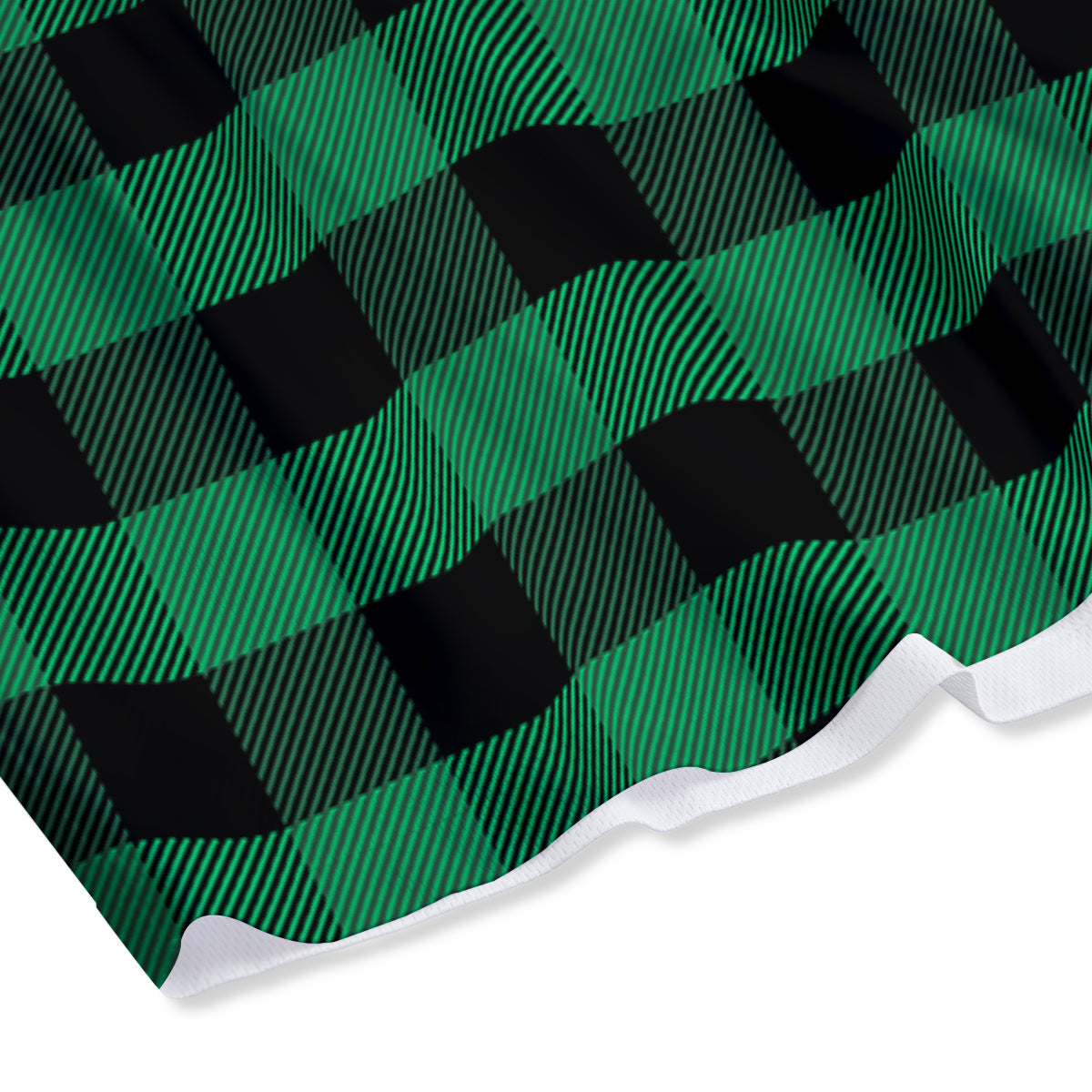 Black Green Buffalo Check And UFO Print Pattern Mesh Shorts