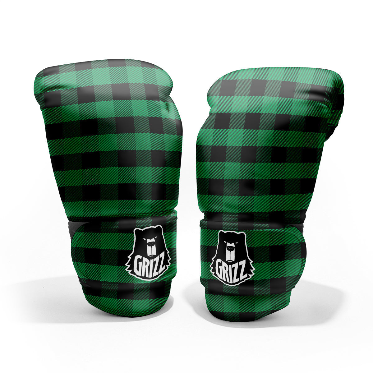 Black Green Buffalo Check And UFO Print Pattern Pro Boxing Glove