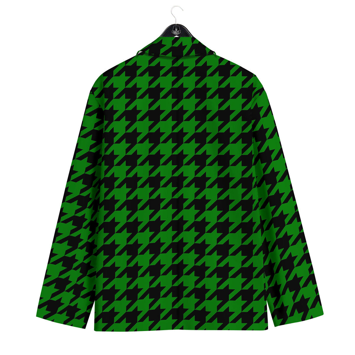 Black Green Jungle Houndstooth Print Men's Sport Coat-grizzshop